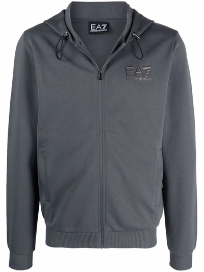 Shop Ea7 Classic Logo Hoodie In Grau