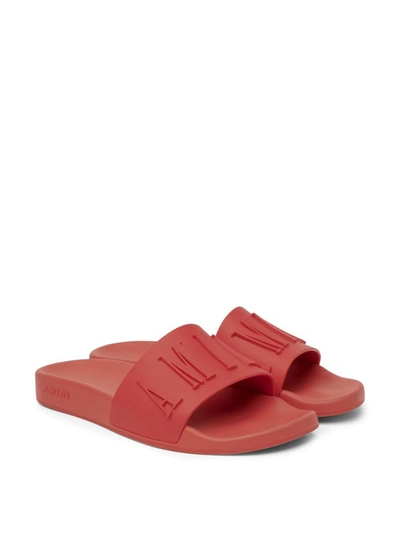 Shop Amiri 3d Logo Pool Slide Sandal In Red
