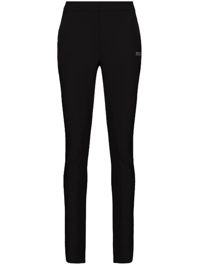 Shop Off-white Logo-print Slim-fit Trousers In Black