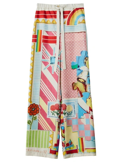 Shop Loewe Silk Doll House Drawstring Trousers In Multicolor
