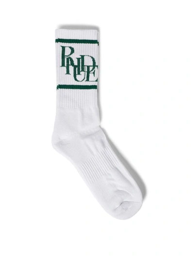 Shop Rhude Scramble Logo Sock White And Green