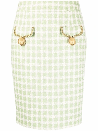 Moschino Cowbells Two tone Tweed Skirt In Light Green ModeSens