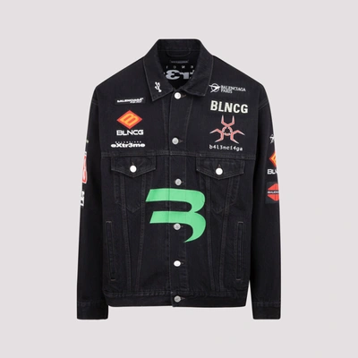 Shop Balenciaga Gamer Denim Jacket In Black