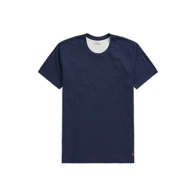 Shop Ralph Lauren Cotton-blend-jersey Sleep Shirt In Navy/andover Heather/red