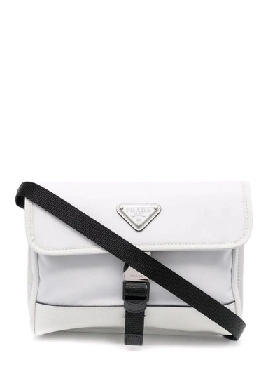 Shop Prada White Logo Smartphone Shoulder Bag