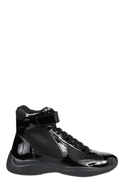 Shop Prada America's Cup Panelled Sneakers In Black