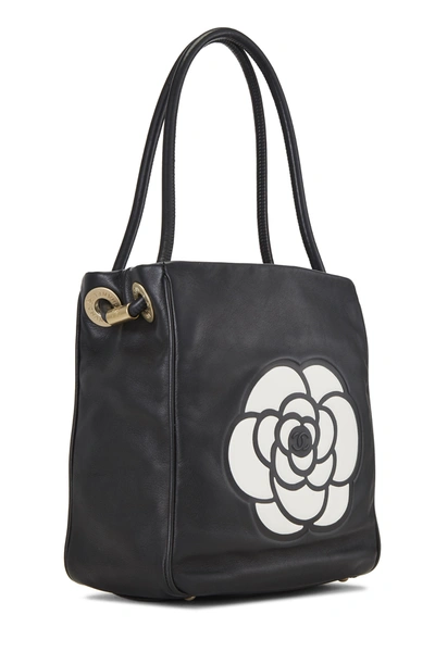 Pre-owned Chanel Black Lambskin Camellia Tote