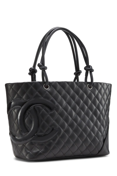 Pre-owned Chanel Black Quilted Calfskin Cambon Tote Large
