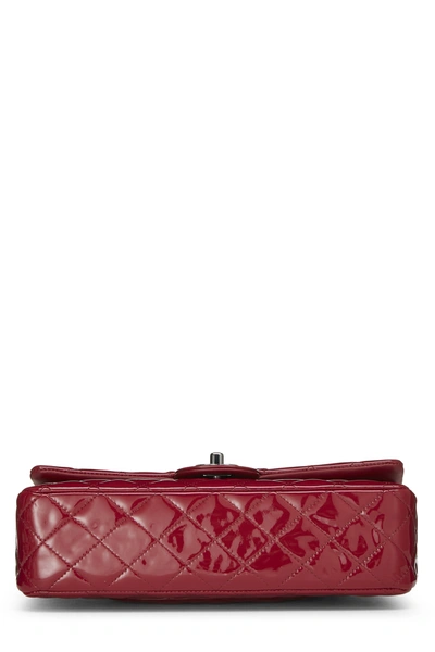 Pre-owned Chanel Red Quilted Patent Leather Classic Double Flap Medium