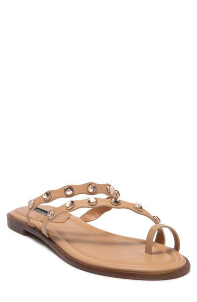 Shop Kensie Melodie Jewel Embellished Toe Loop Sandal In Dk Nude
