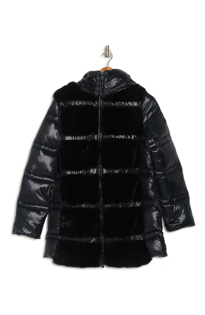 Shop Save The Duck Fury Faux Fur Puffer Jacket In 01 Black