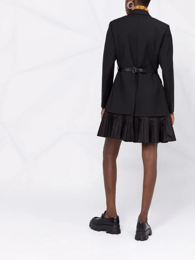 Shop Prada Re-nylon Logo Pouch Blazer Mini Dress In Nero