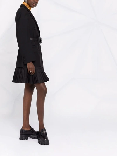 Shop Prada Re-nylon Logo Pouch Blazer Mini Dress In Nero