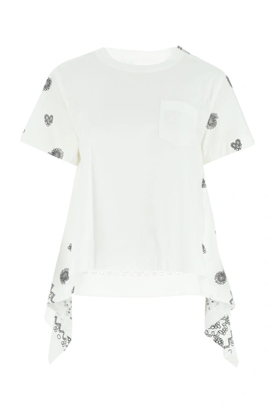 Shop Sacai White Poplin T-shirt  White  Donna 1