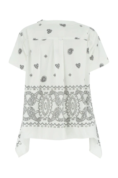Shop Sacai White Poplin T-shirt  White  Donna 1