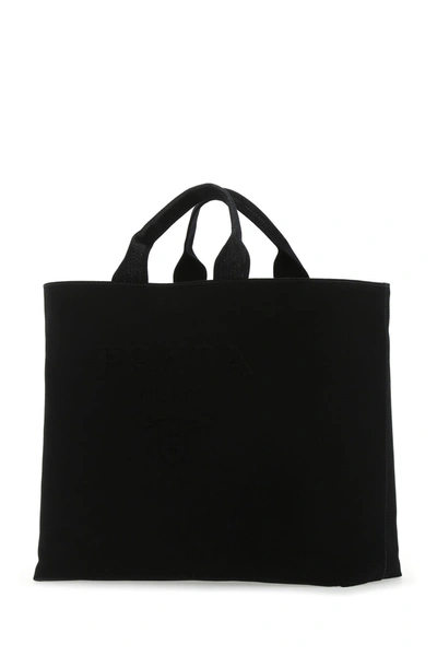 Shop Prada Black Canvas Shopping Bag Nd  Uomo Tu