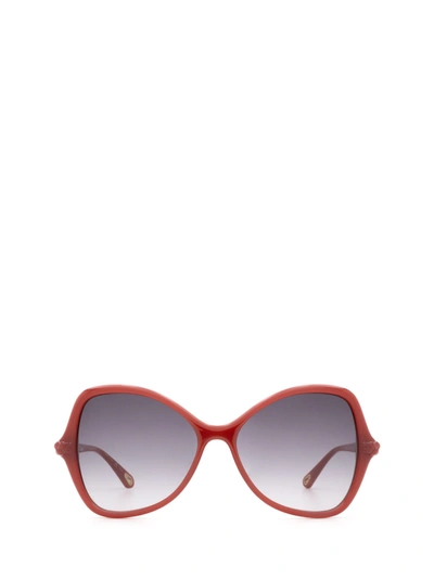 Shop Chloé Eyewear Round Frame Sunglasses In Red