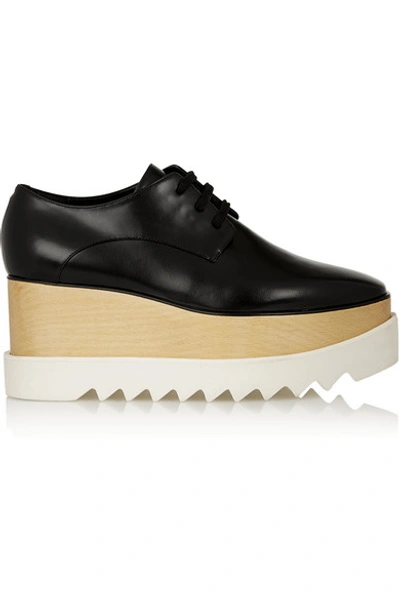 Stella Mccartney Faux Glossed-leather Platform Brogues In Black