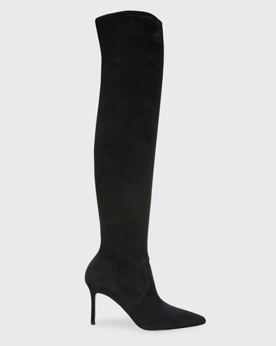 Shop Veronica Beard Lisa Suede Over-the-knee Boots In Black