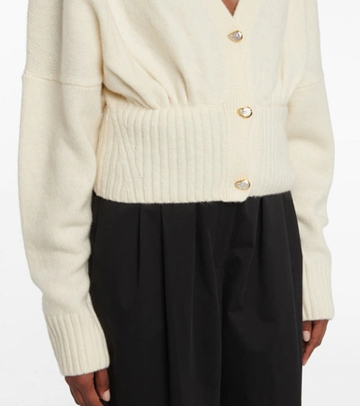 Shop Galvan Luna Wool And Cashmere-blend Cardigan In White