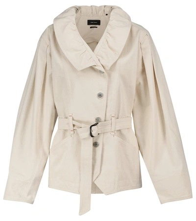 Shop Isabel Marant Dipazo Belted Denim Jacket In White