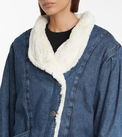 Shop Isabel Marant Dipauline Denim And Faux Fur Jacket In Blue