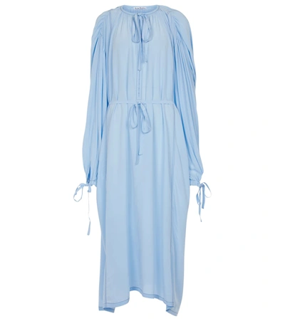Shop Acne Studios Silk Crêpe De Chine Midi Dress In Blue