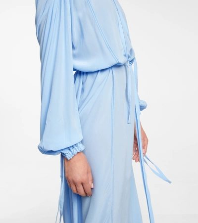 Shop Acne Studios Silk Crêpe De Chine Midi Dress In Blue