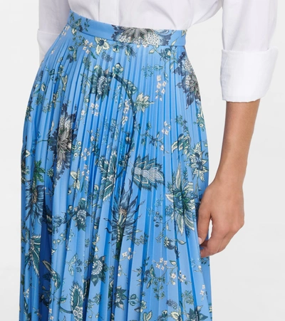 Shop Erdem Nesrine Pleated Jersey Skirt In Multicoloured