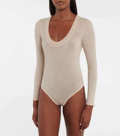 Shop Jonathan Simkhai Loretta Ribbed-knit Bodysuit In White