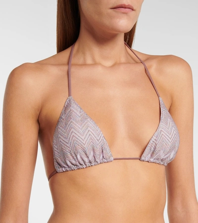 Shop Missoni Metallic Zig-zag Bikini In Purple