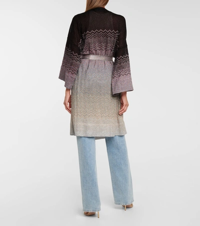 Shop Missoni Metallic-knit Cardigan In Purple