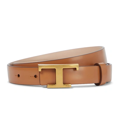Shop Tod's Reversible Logo Leather Belt In Multicoloured