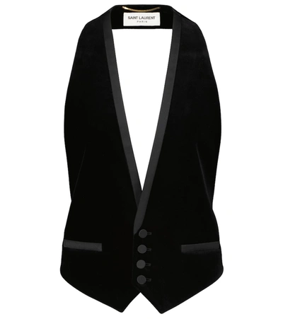 Shop Saint Laurent Velvet Vest In Black