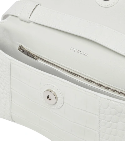 Shop Balenciaga Hourglass Sling Leather Shoulder Bag In White