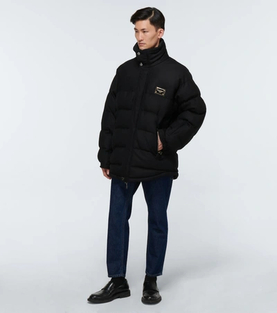 Shop Dolce & Gabbana Wool Zipped Parka Jacket In Black