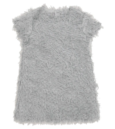 Il Gufo Metallic-textured Shift Dress In Grey