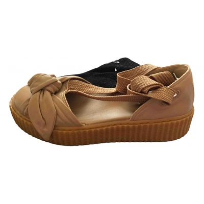 Pre-owned Puma Leather Ballet Flats In Brown