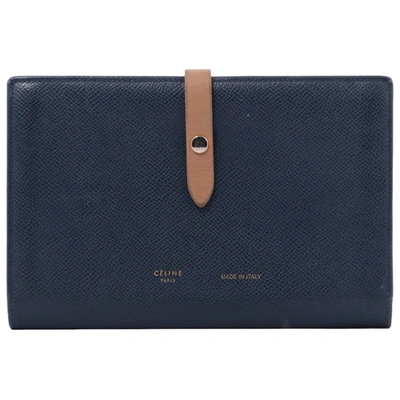 Pre-owned Celine Leather Purse In Navy