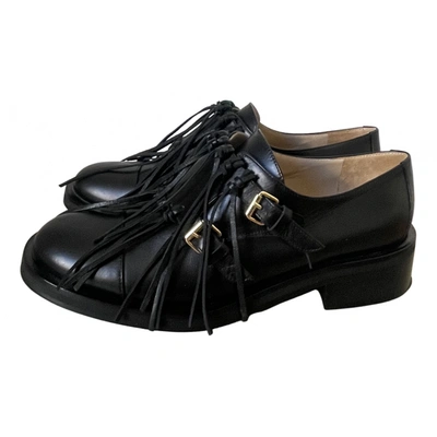 Pre-owned Elie Saab Leather Flats In Black