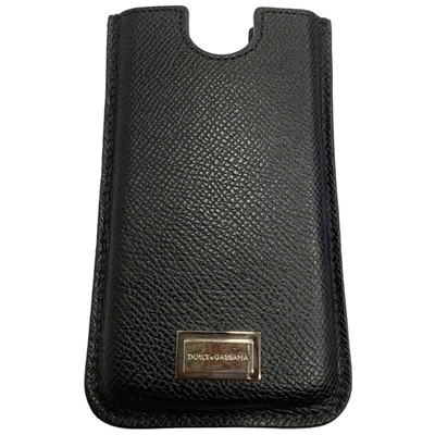 Pre-owned Dolce & Gabbana Leather Iphone Case In Black