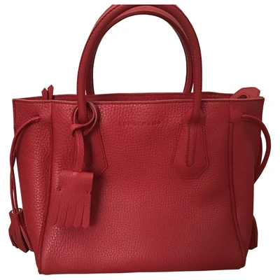 Pre-owned Longchamp Leather Tote In Red