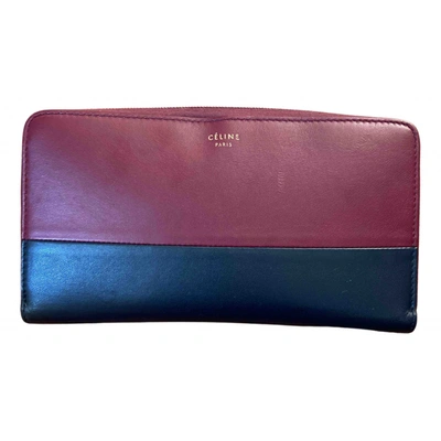 Pre-owned Celine Leather Wallet In Navy