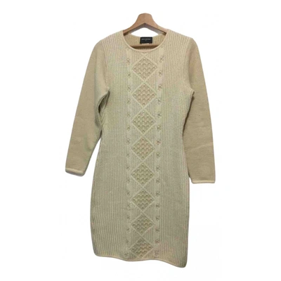 Pre-owned Rabanne Wool Mid-length Dress In Beige