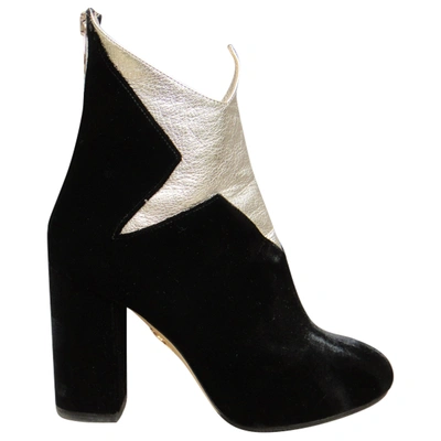 Pre-owned Charlotte Olympia Velvet Ankle Boots In Black