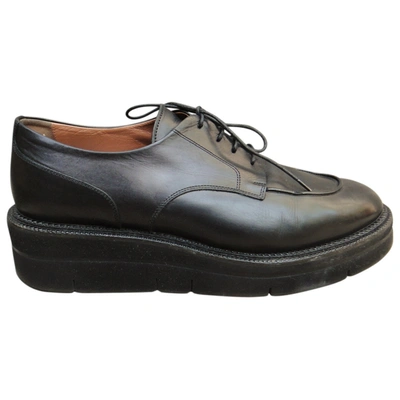 Pre-owned Sartore Leather Lace Ups In Black