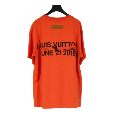 LOUIS VUITTON LOUIS VUITTON Sunrise Monogram T-shirt tops 1A8TLB cotton  Orange Used #XL 1A8TLB