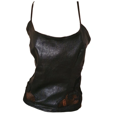 Pre-owned Versace Leather Camisole In Black