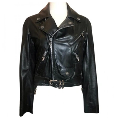 Pre-owned Chrome Hearts Leather Jacket In Black | ModeSens