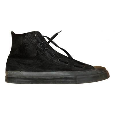 Pre-owned Attachment Leather High Trainers In Black